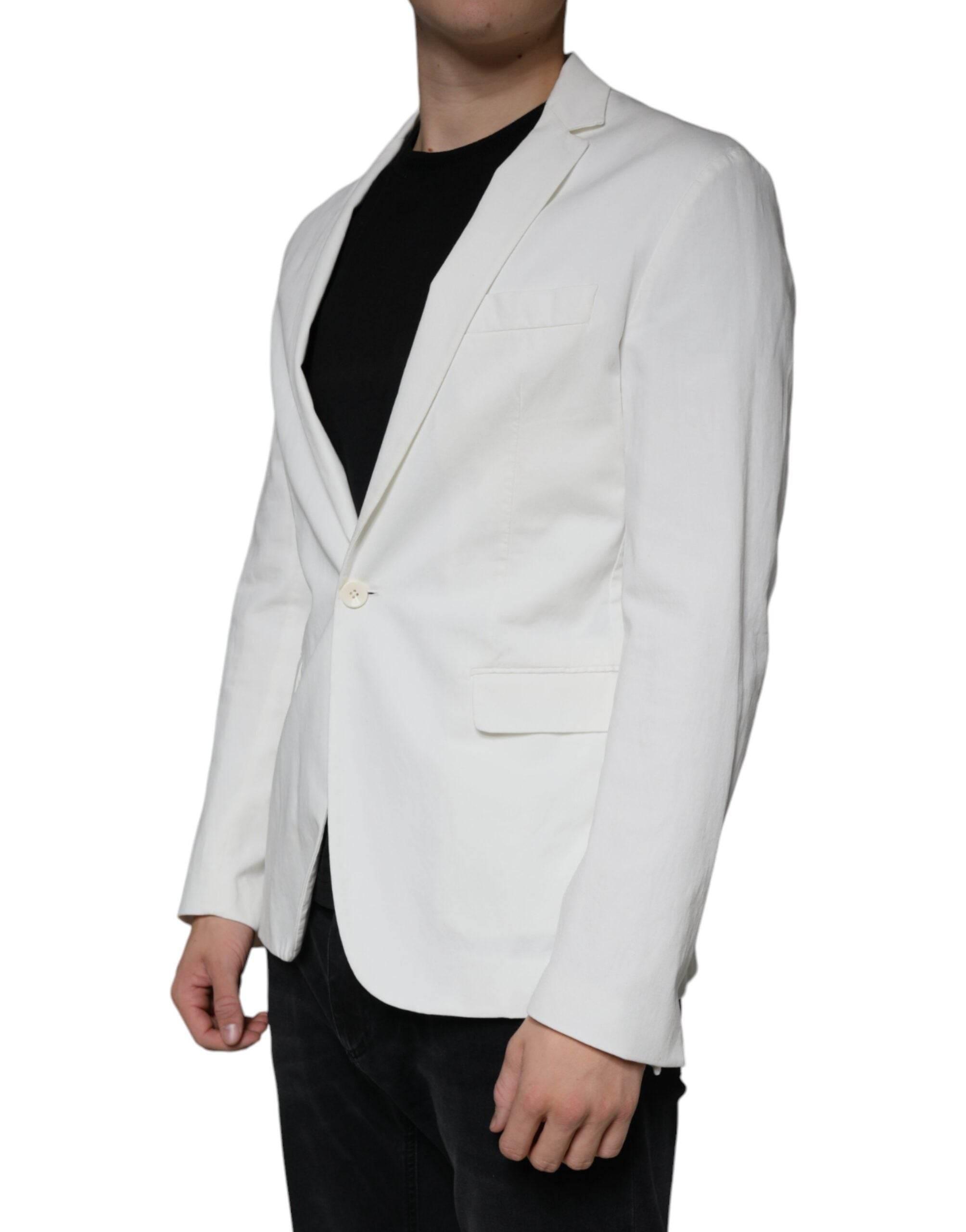 Dondup White Single Breasted One Button Dress Formal Blazer - Hilstor