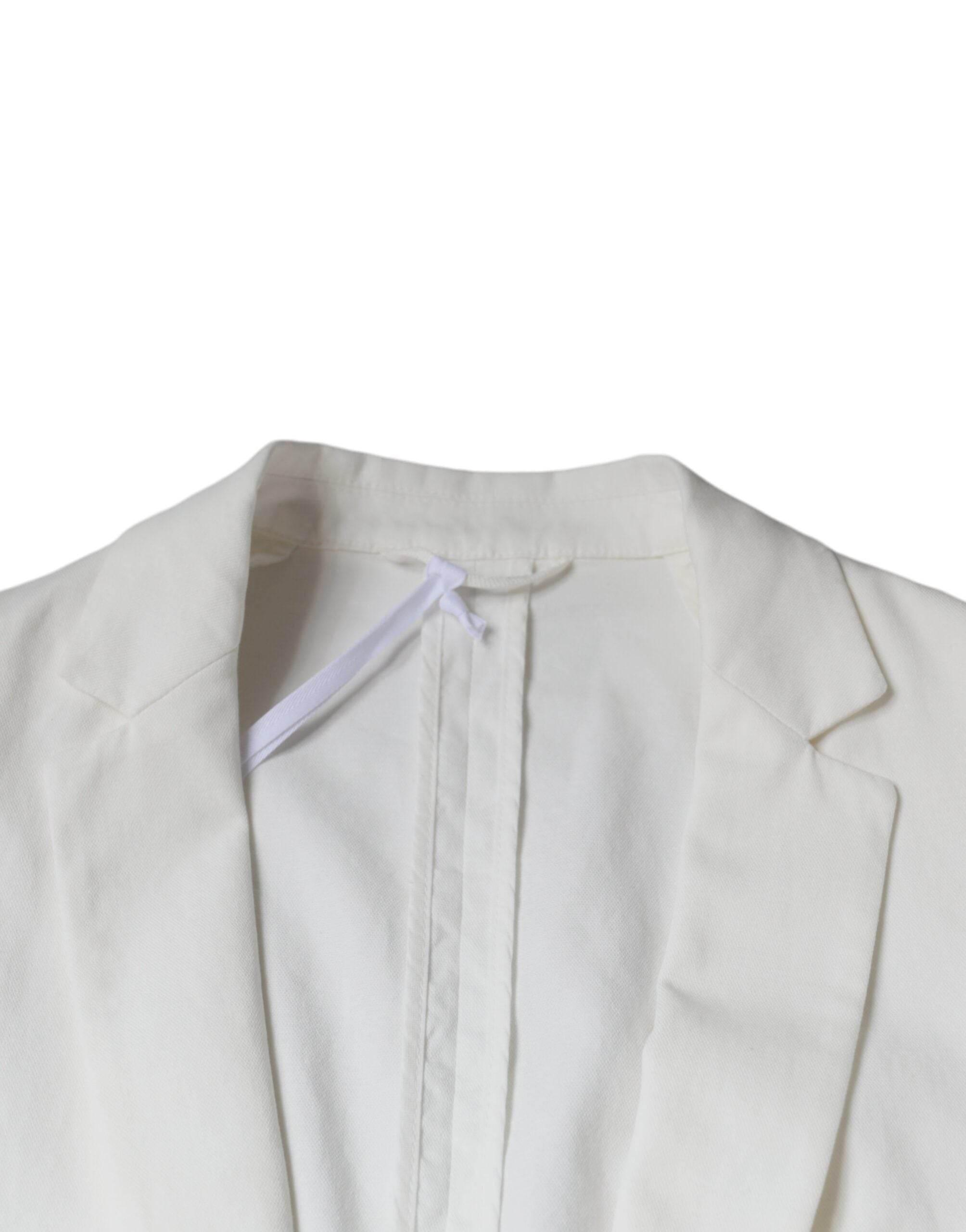 Dondup White Single Breasted One Button Dress Formal Blazer - Hilstor