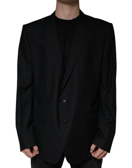 Dolce & Gabbana Black Wool Single Breasted Men Coat Blazer - Hilstor
