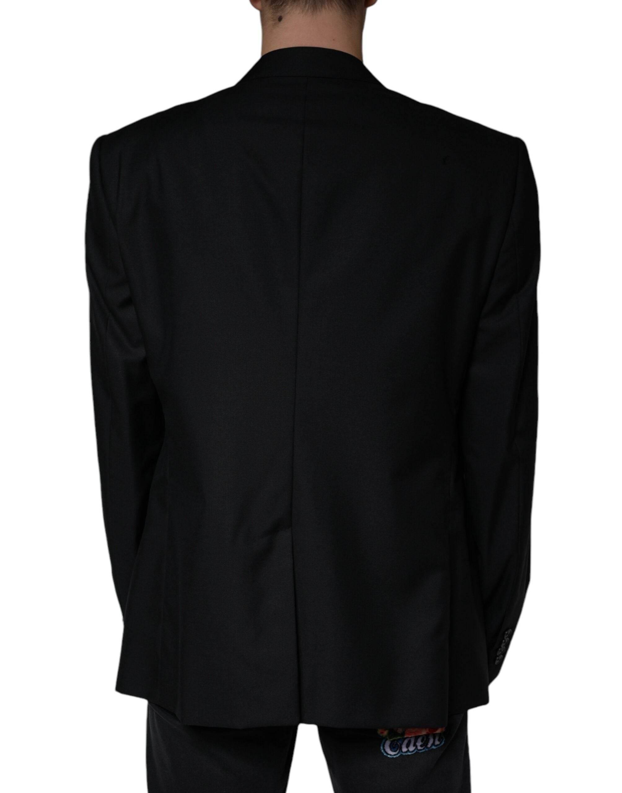 Dolce & Gabbana Black Wool Single Breasted Men Coat Blazer - Hilstor