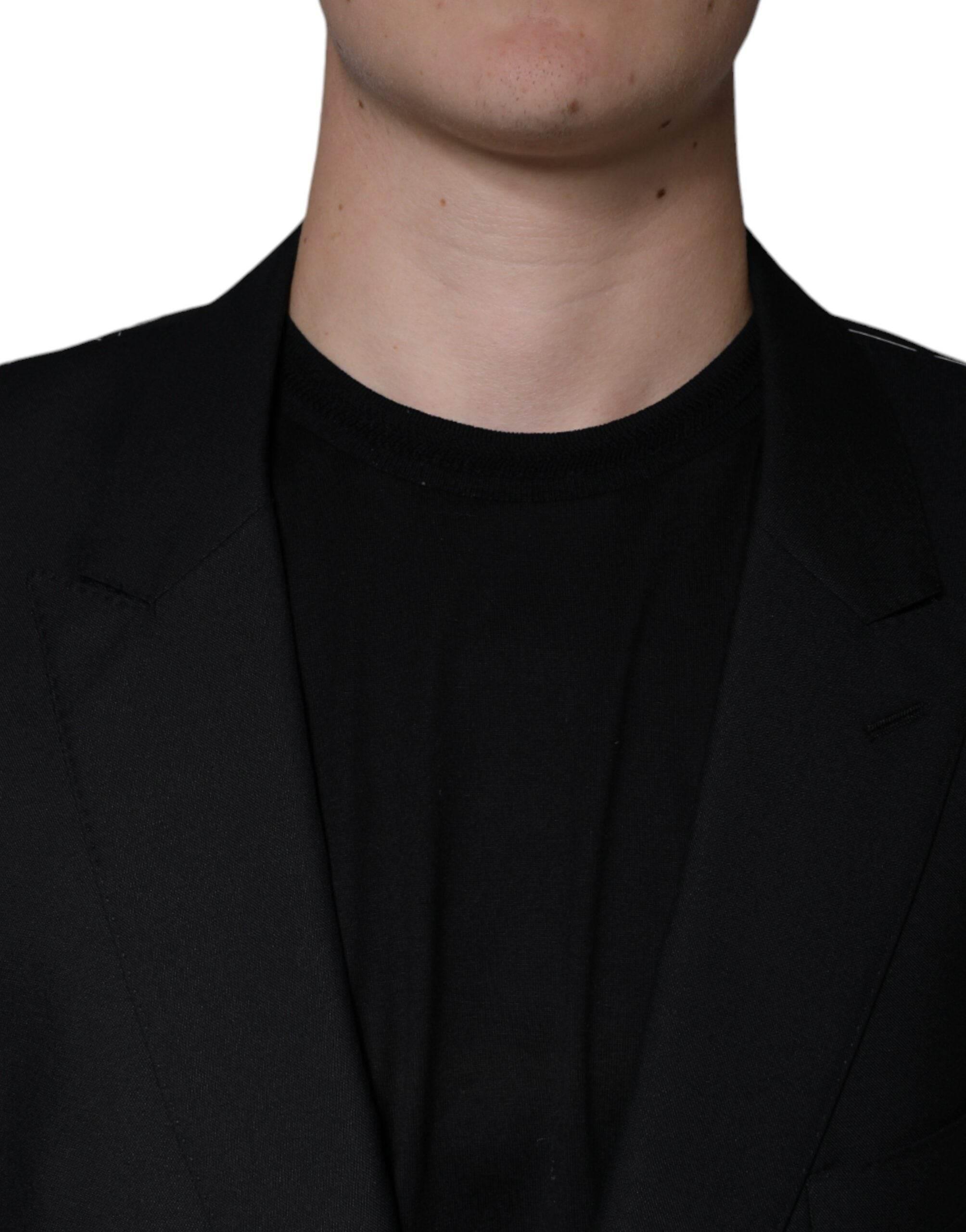 Dolce & Gabbana Black Wool Single Breasted Men Coat Blazer - Hilstor