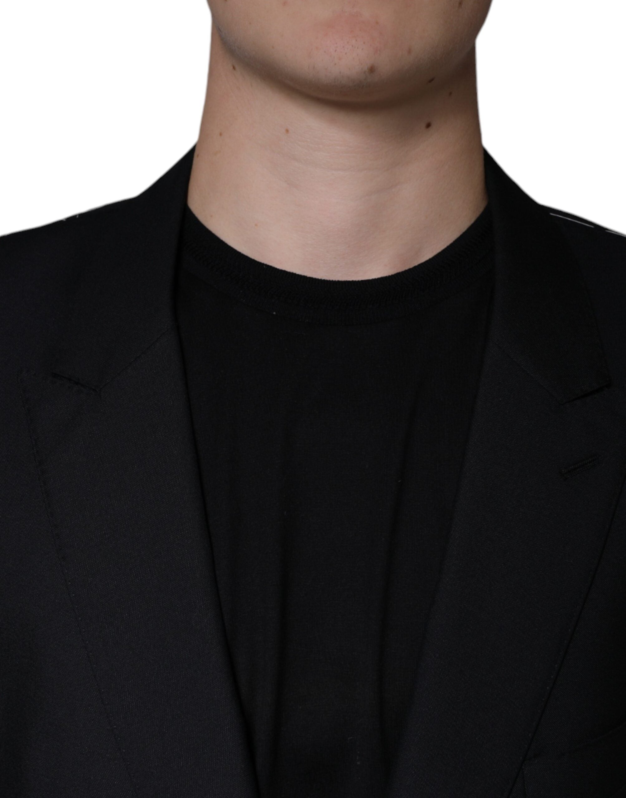 Dolce &amp; Gabbana Black Wool Single Breasted Men Coat Blazer