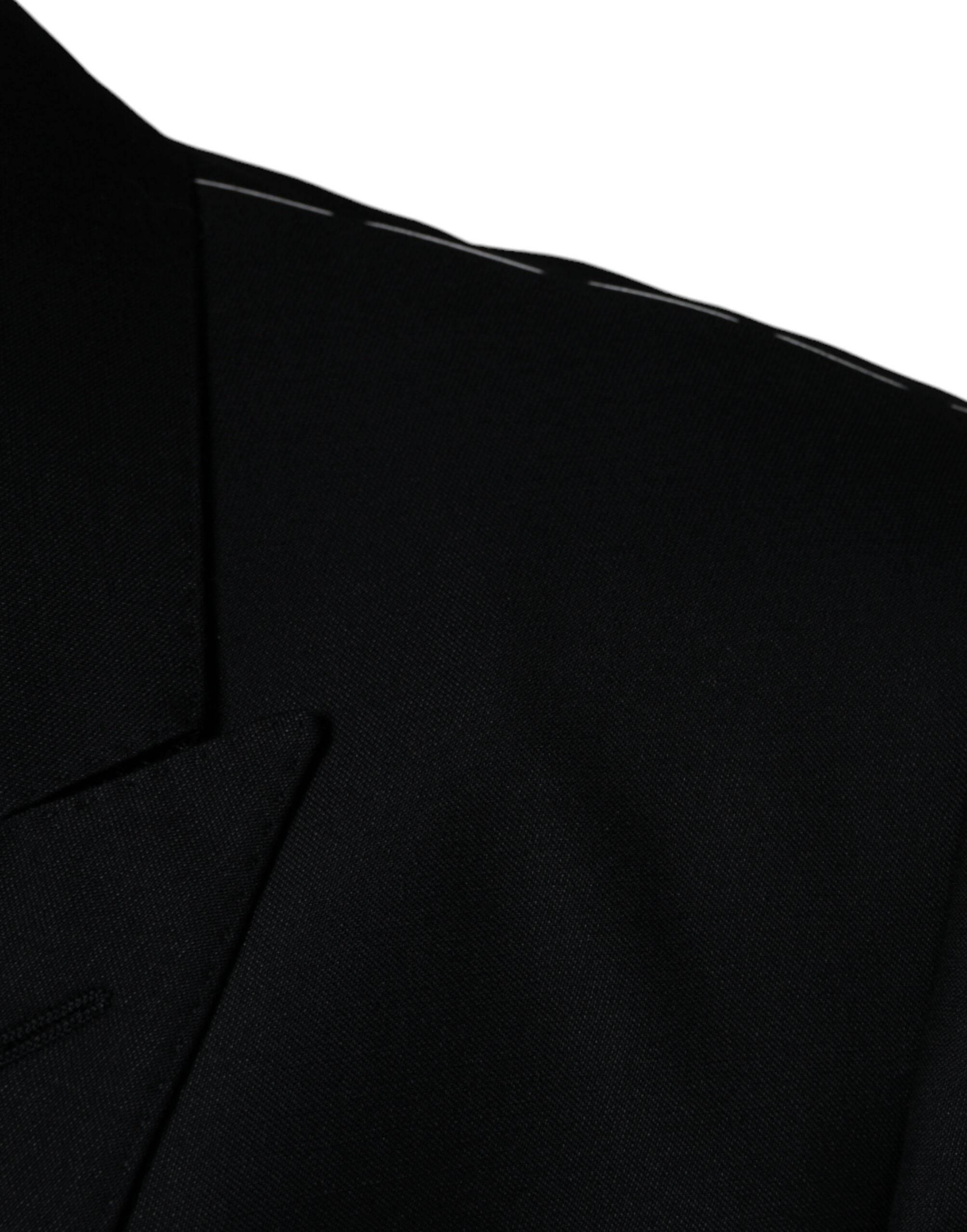 Dolce & Gabbana Black Wool Single Breasted Men Coat Blazer - Hilstor