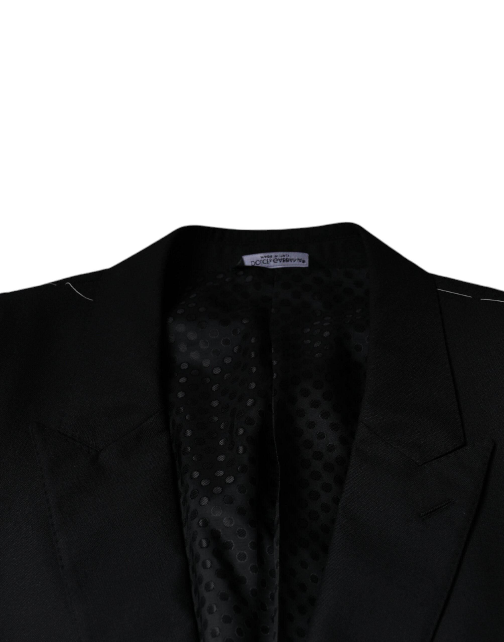 Dolce & Gabbana Black Wool Single Breasted Men Coat Blazer - Hilstor