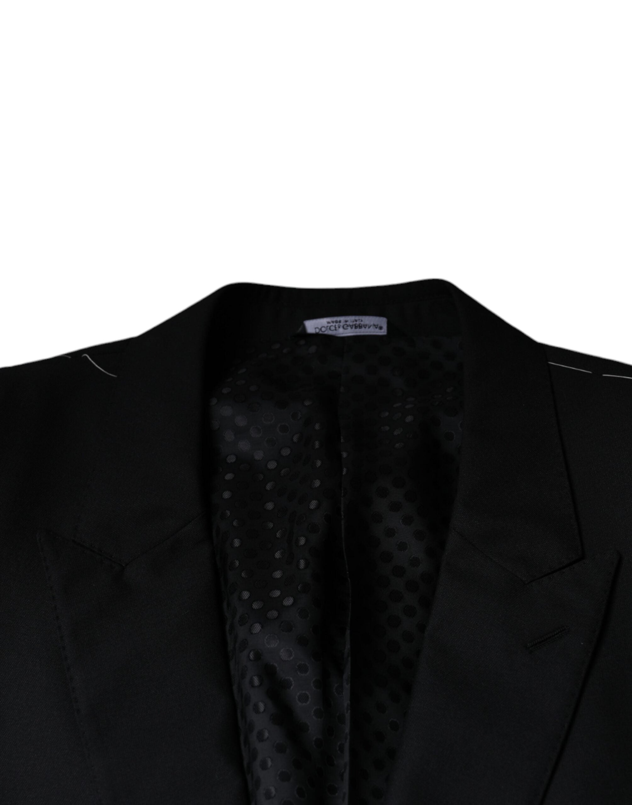 Dolce &amp; Gabbana Black Wool Single Breasted Men Coat Blazer