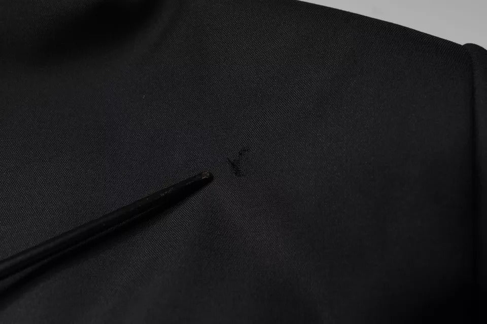 Dolce &amp; Gabbana Black Wool Single Breasted Men Coat Blazer