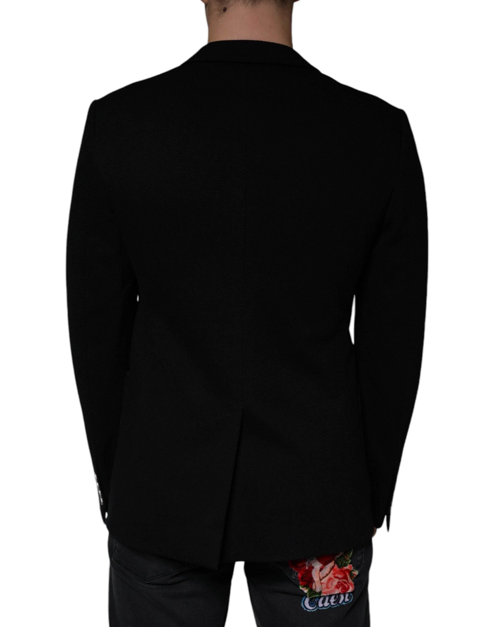Dolce & Gabbana Black Crown Bee Single Breasted Coat Blazer - Hilstor