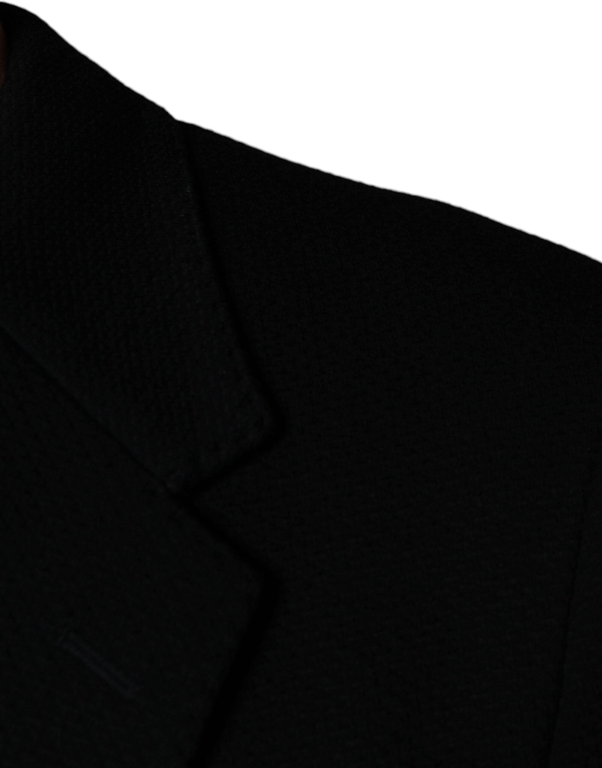 Dolce & Gabbana Black Crown Bee Single Breasted Coat Blazer - Hilstor
