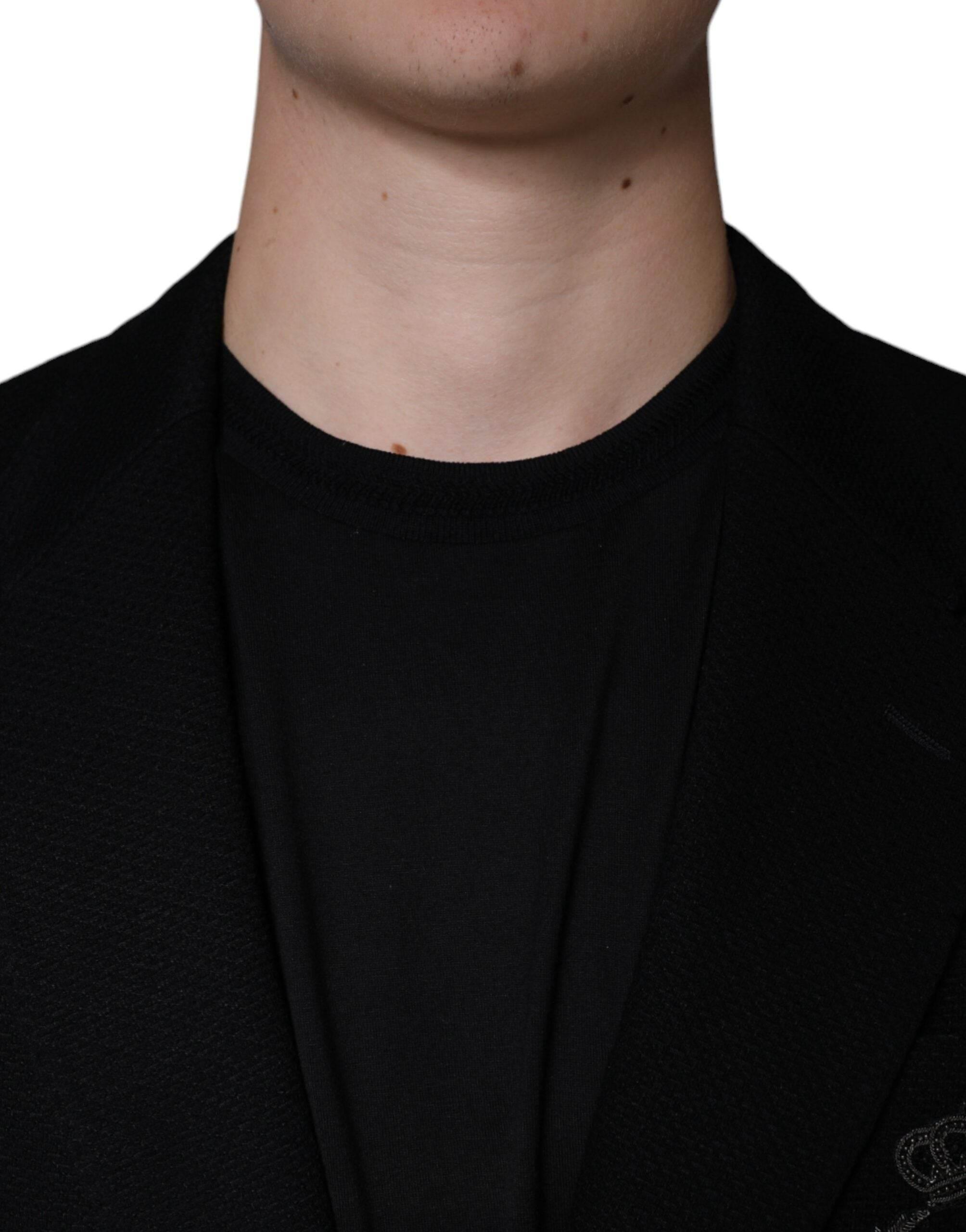 Dolce & Gabbana Black Crown Bee Single Breasted Coat Blazer - Hilstor