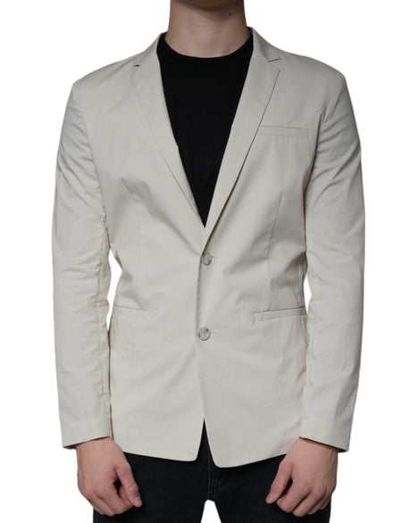 Paolo Pecora Milano Beige Single Breasted Dress Formal Coat Blazer - Hilstor