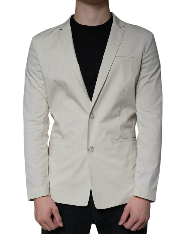 Paolo Pecora Milano Beige Single Breasted Dress Formal Coat Blazer - Hilstor
