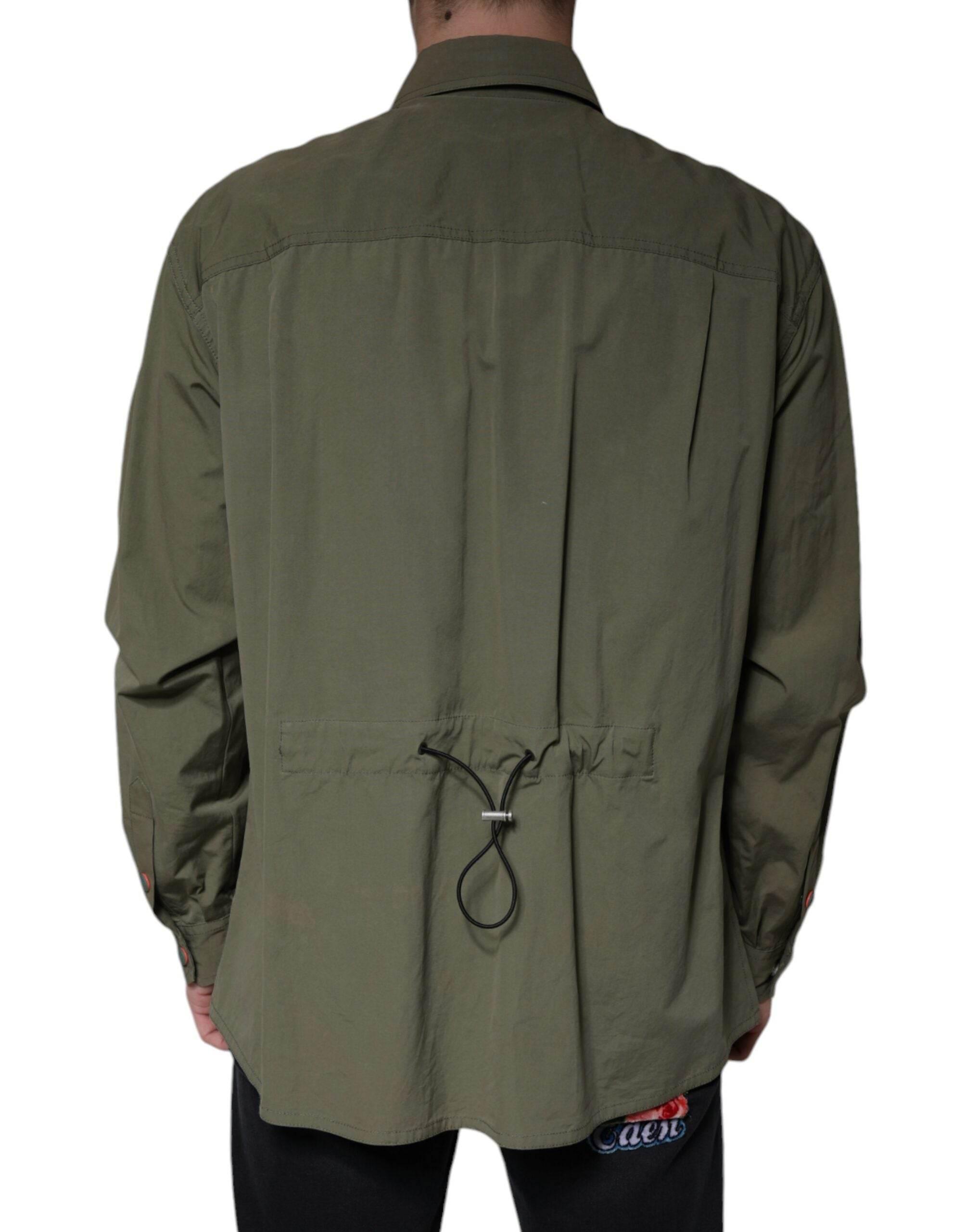Dolce & Gabbana Military Green Cotton Bend Collared Coat Jacket - Hilstor