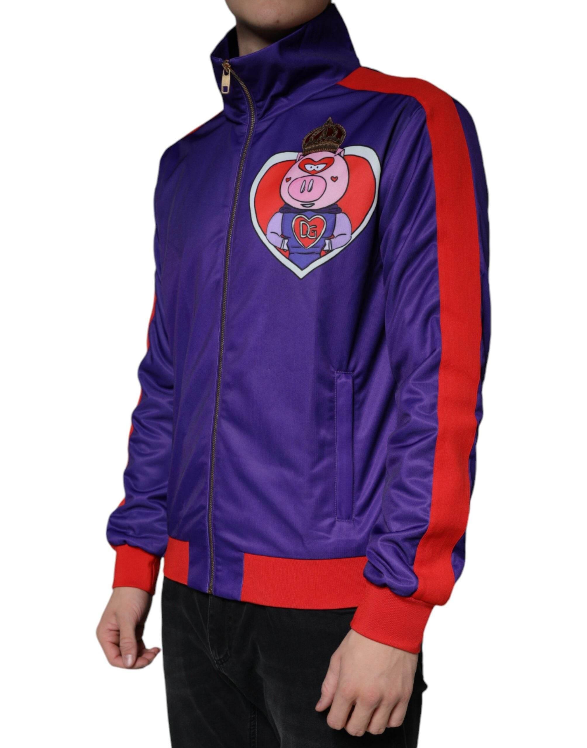 Dolce & Gabbana Purple YEAR OF THE PIG Full Zip Bomber Jacket - Hilstor