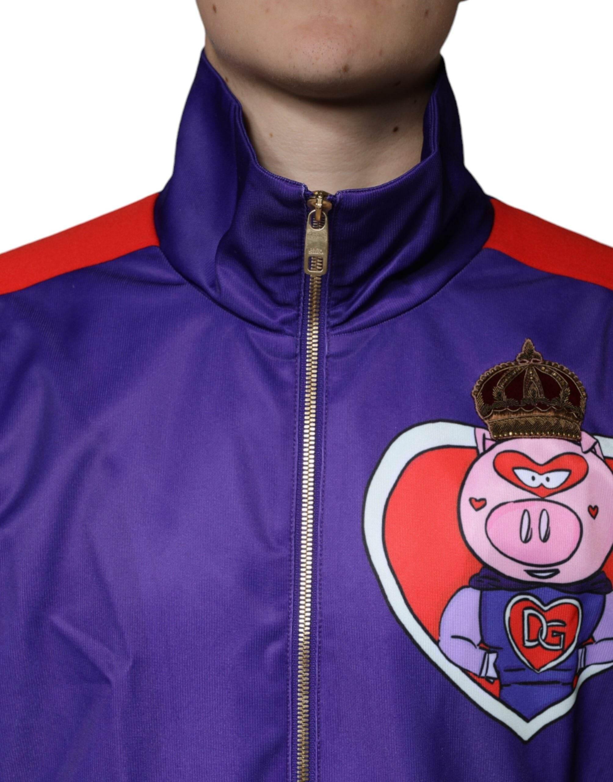 Dolce & Gabbana Purple YEAR OF THE PIG Full Zip Bomber Jacket - Hilstor