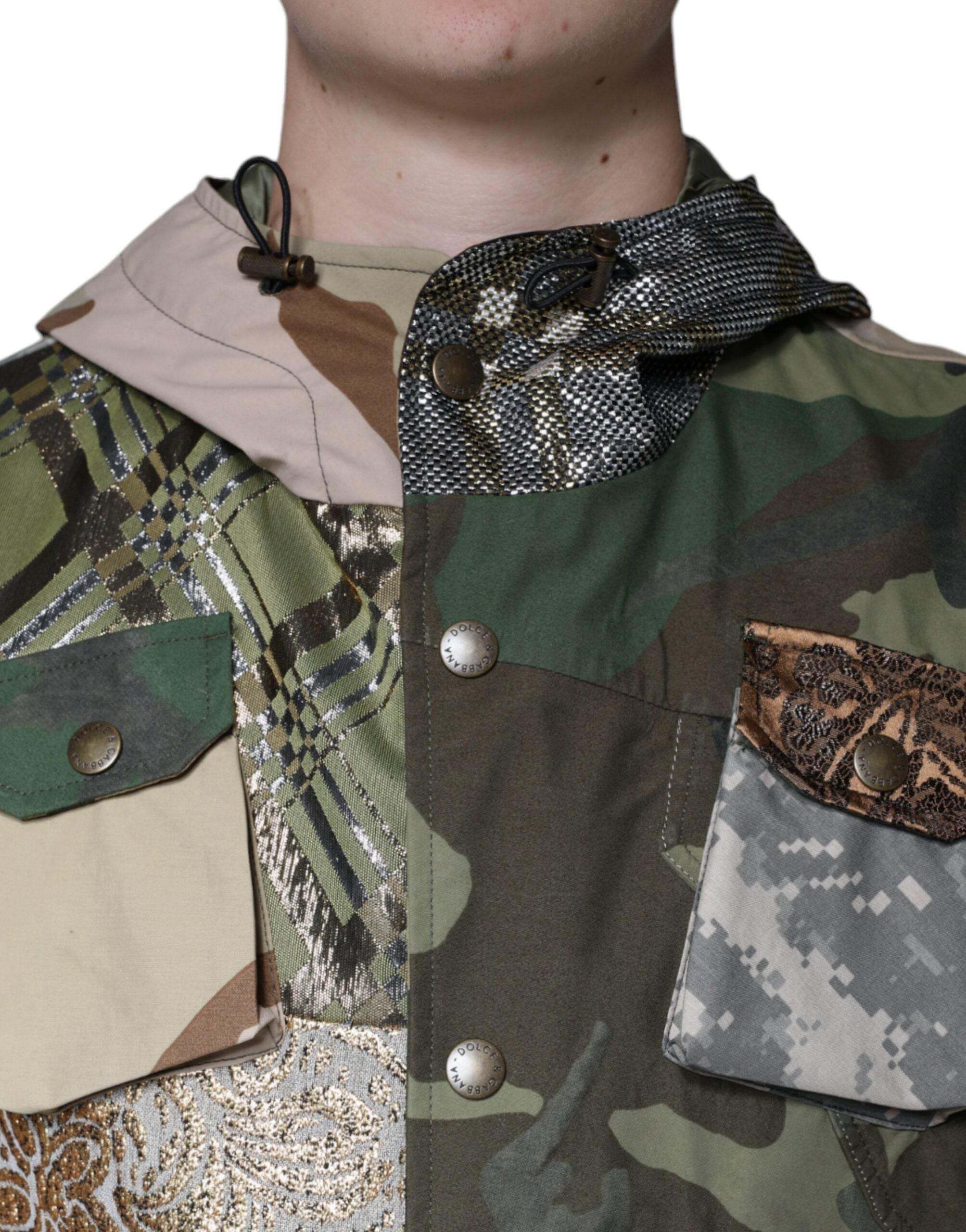 Dolce & Gabbana Multicolor Patchwork Hooded Vest Jacket - Hilstor
