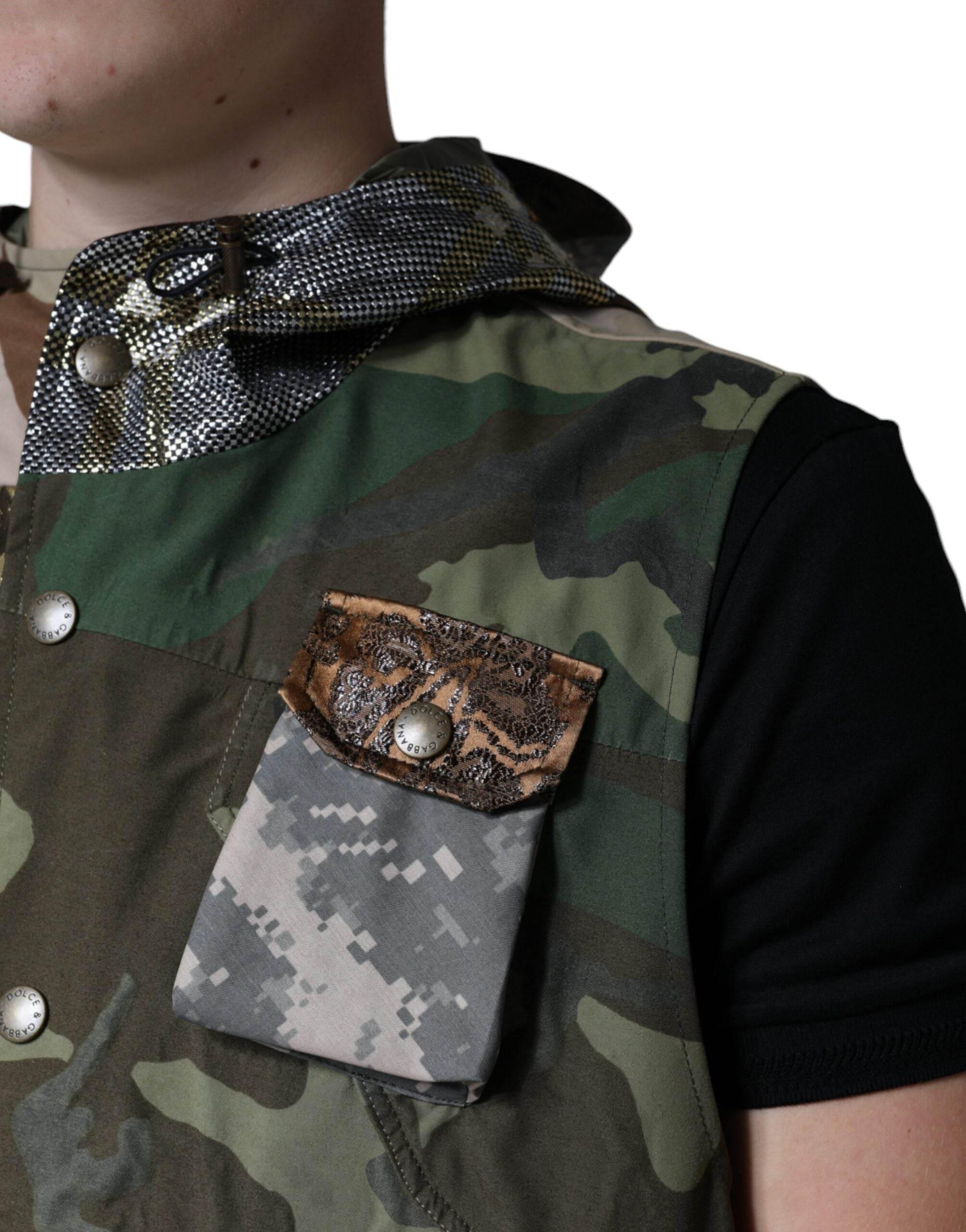 Dolce & Gabbana Multicolor Patchwork Hooded Vest Jacket - Hilstor