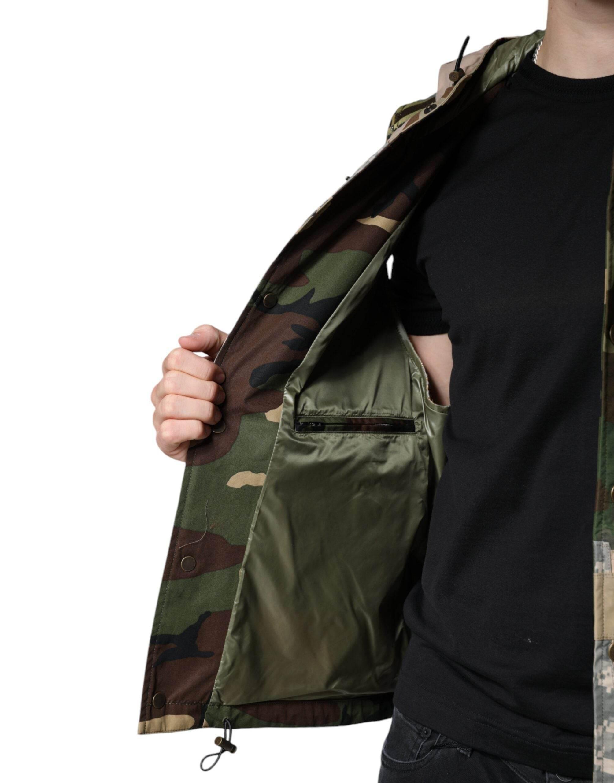 Dolce & Gabbana Multicolor Patchwork Hooded Vest Jacket - Hilstor