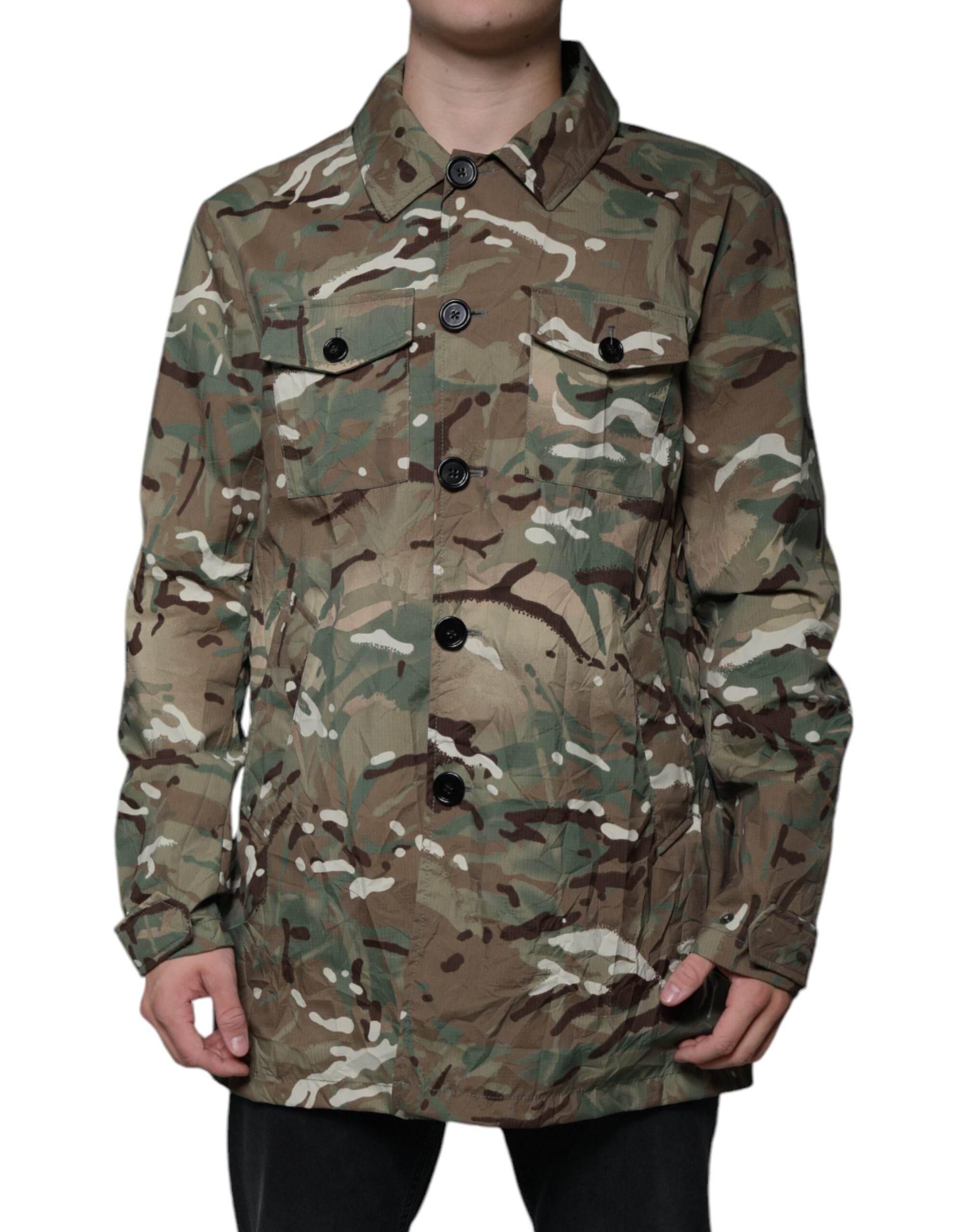 Dolce & Gabbana Multicolor Camouflage Collared Coat Jacket - Hilstor