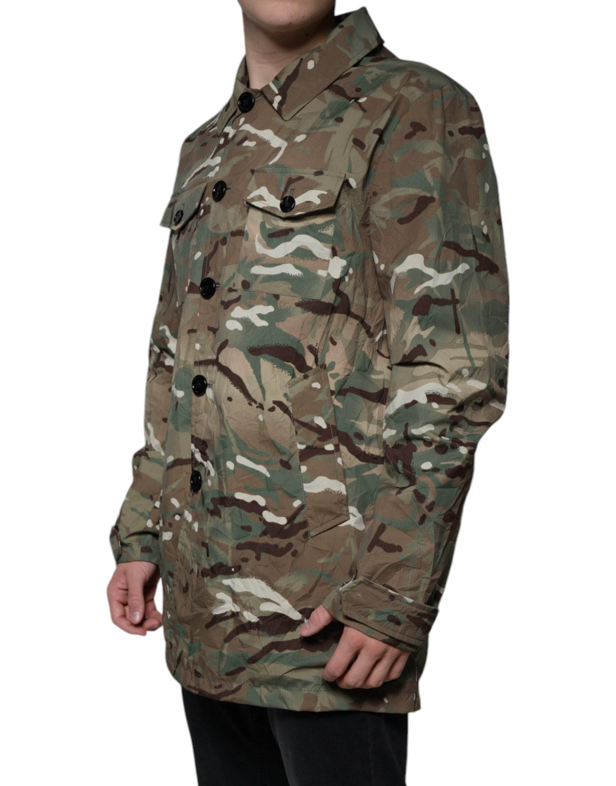 Dolce & Gabbana Multicolor Camouflage Collared Coat Jacket - Hilstor