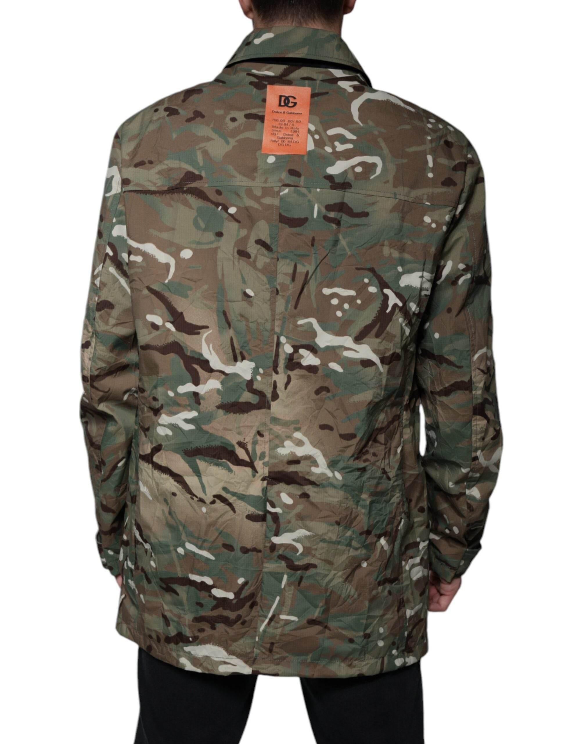 Dolce & Gabbana Multicolor Camouflage Collared Coat Jacket - Hilstor