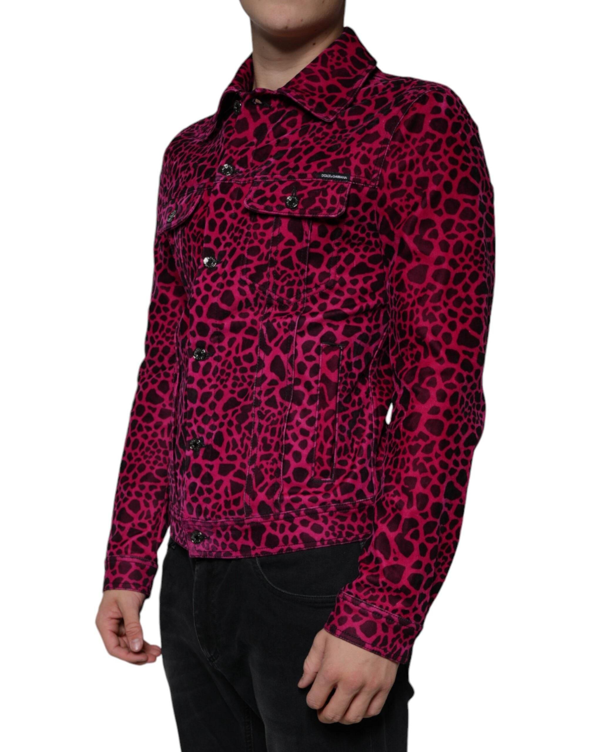 Dolce & Gabbana Fuchsia Leopard Button Down Collared Jacket - Hilstor