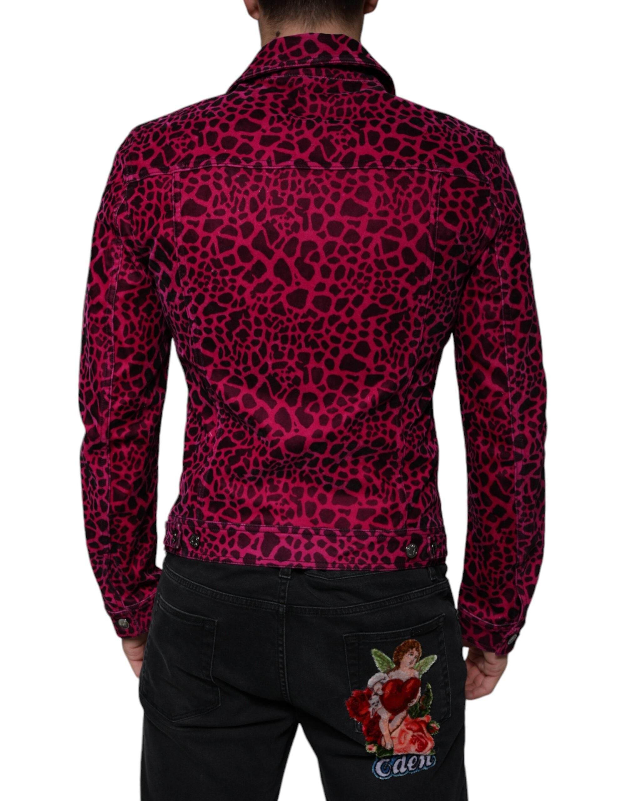 Dolce & Gabbana Fuchsia Leopard Button Down Collared Jacket - Hilstor