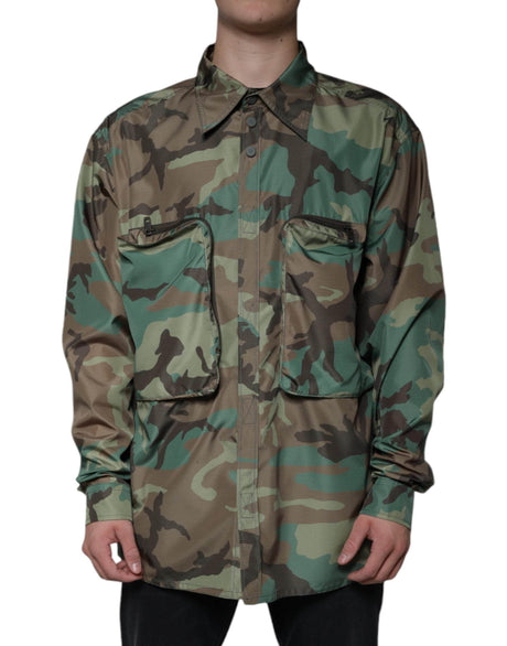 Dolce & Gabbana Multicolor Camouflage Button Down Shirt - Hilstor