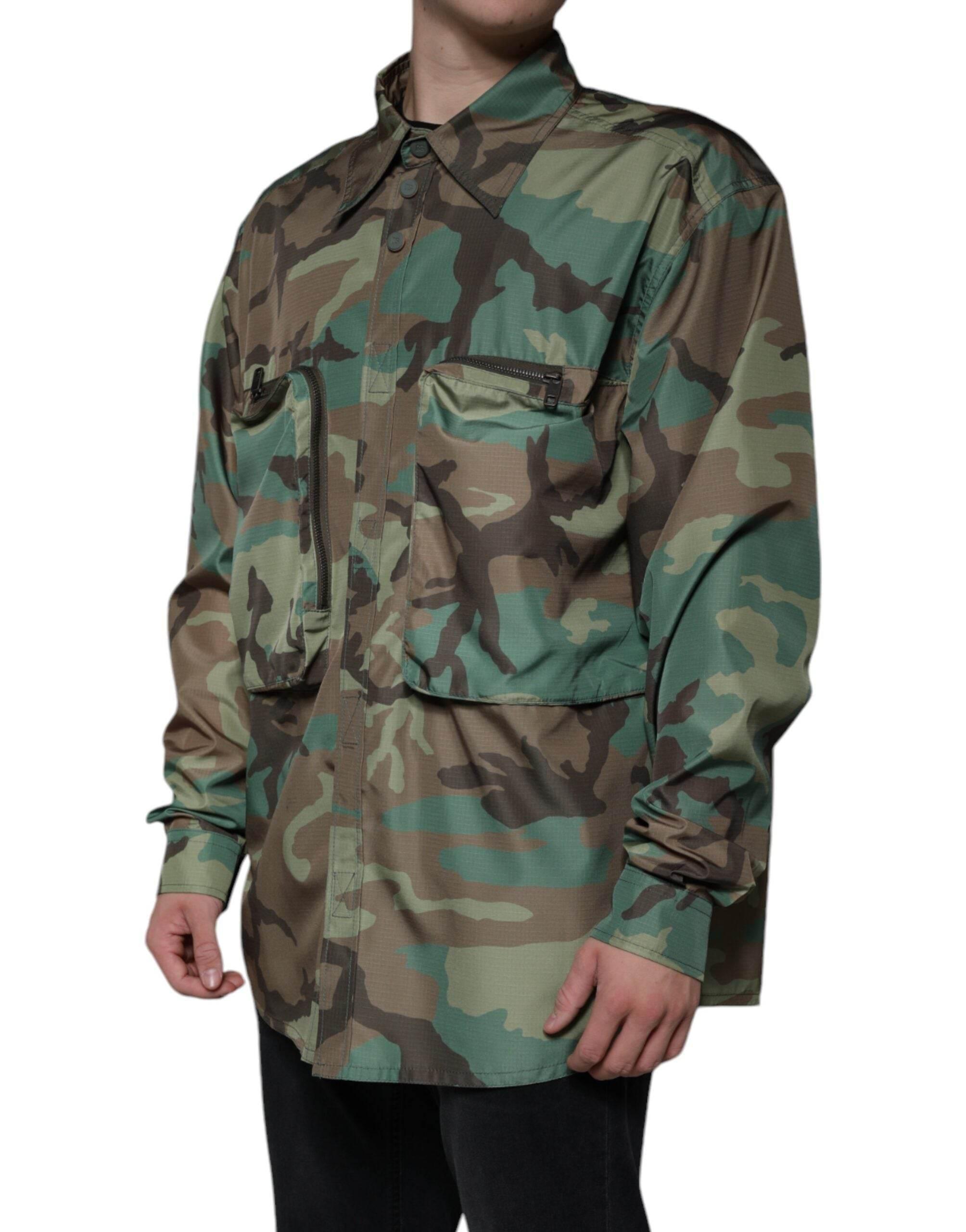 Dolce & Gabbana Multicolor Camouflage Button Down Shirt - Hilstor