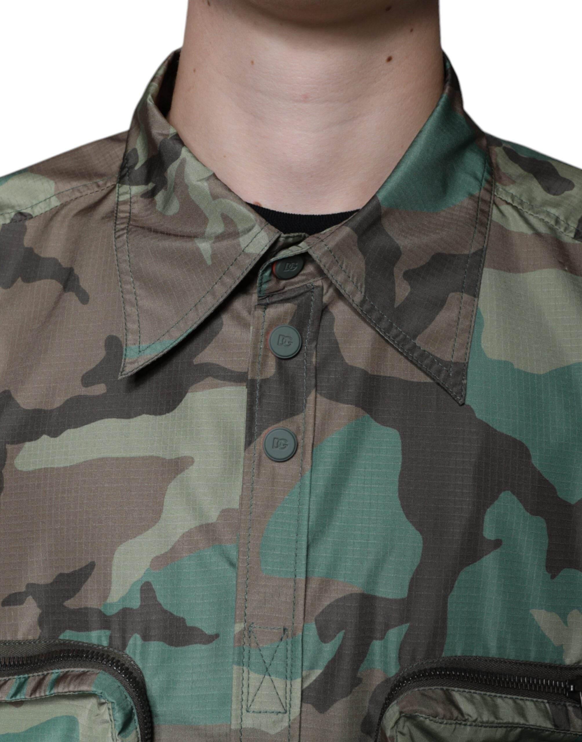 Dolce & Gabbana Multicolor Camouflage Button Down Shirt - Hilstor