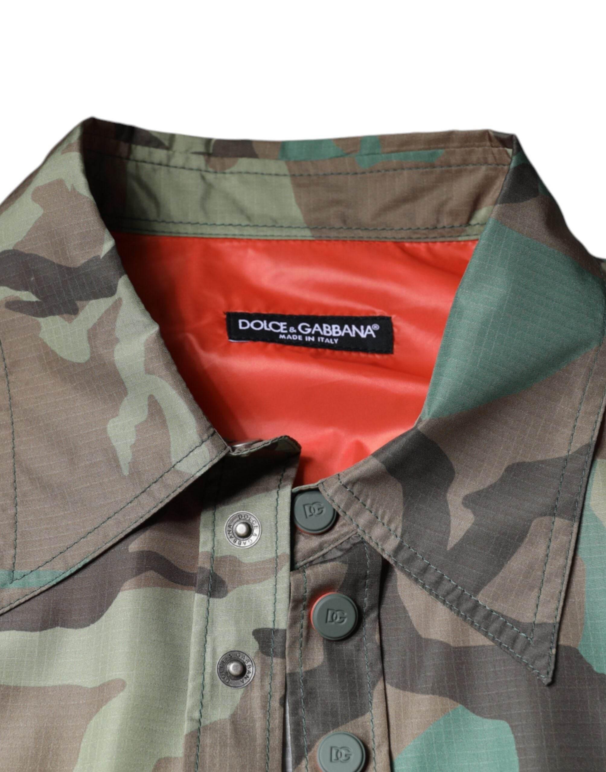 Dolce & Gabbana Multicolor Camouflage Button Down Shirt - Hilstor