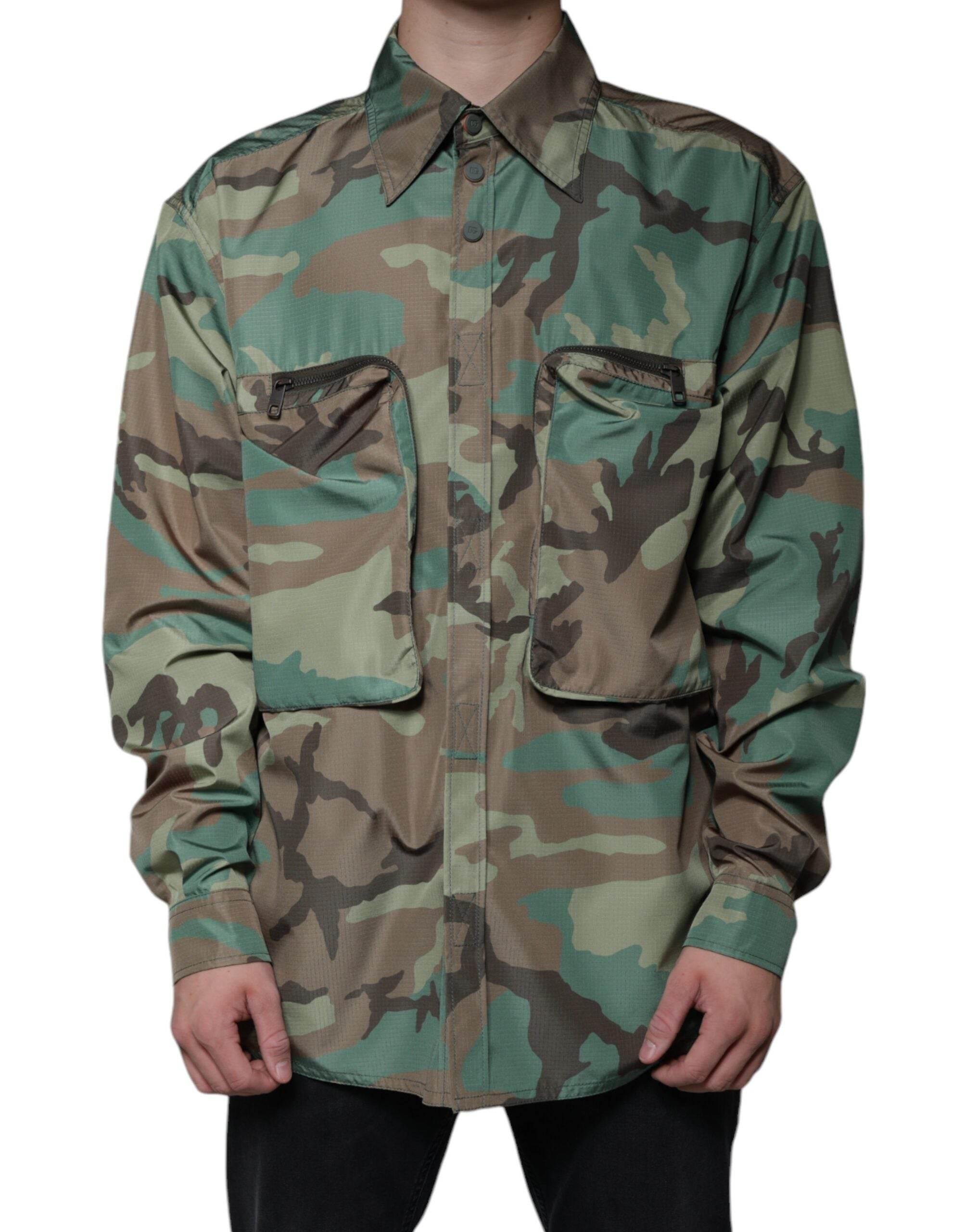 Dolce & Gabbana Multicolor Camouflage Button Down Shirt - Hilstor