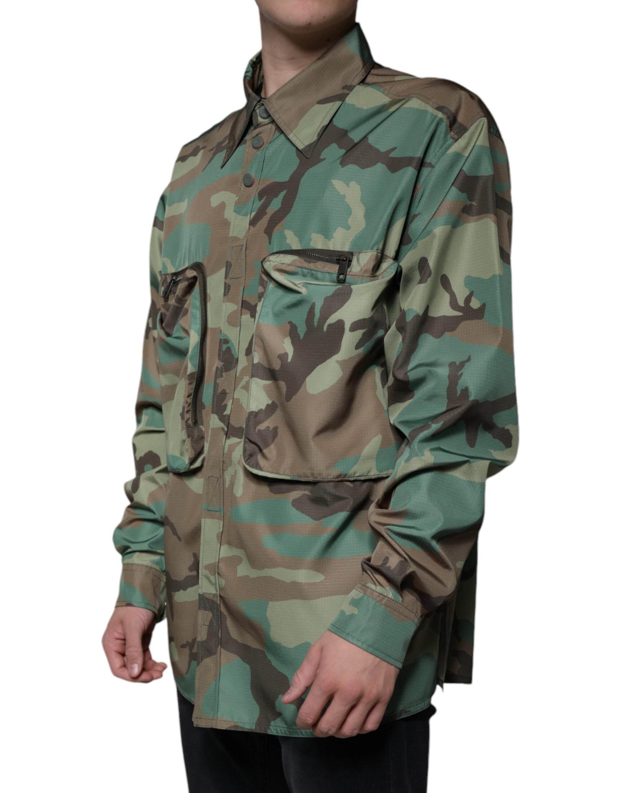 Dolce & Gabbana Multicolor Camouflage Button Down Shirt - Hilstor
