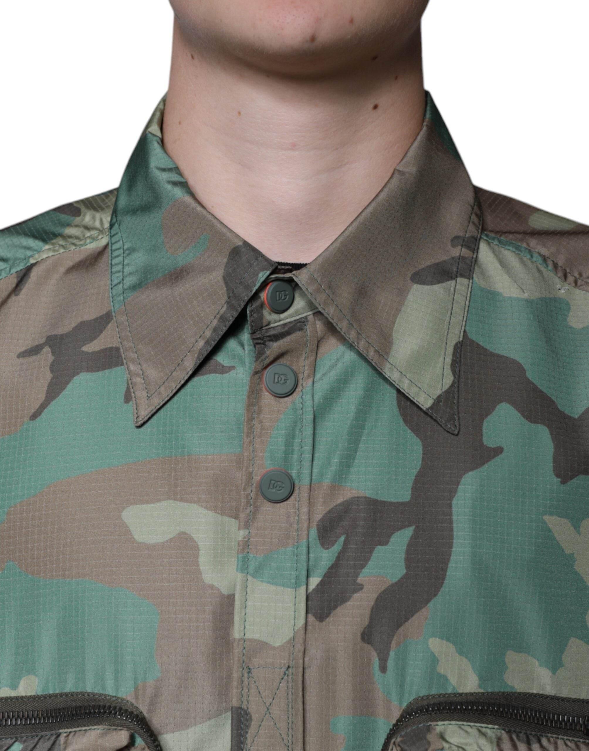 Dolce & Gabbana Multicolor Camouflage Button Down Shirt - Hilstor
