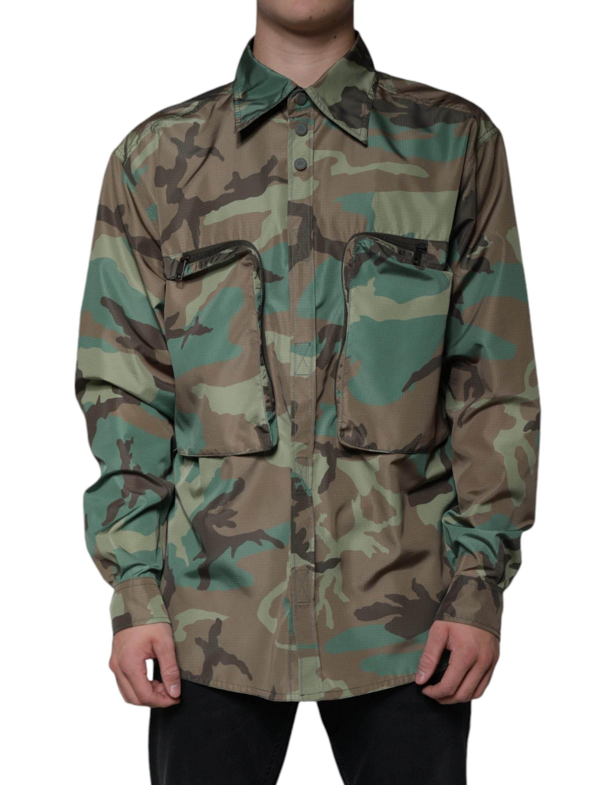 Dolce & Gabbana Multicolor Camouflage Button Down Shirt - Hilstor