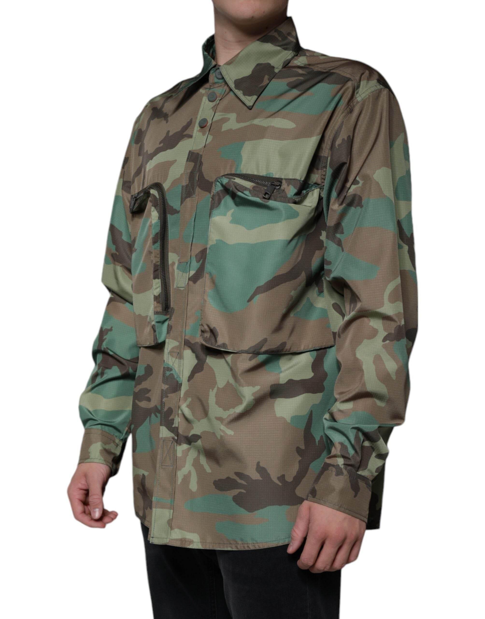 Dolce & Gabbana Multicolor Camouflage Button Down Shirt - Hilstor
