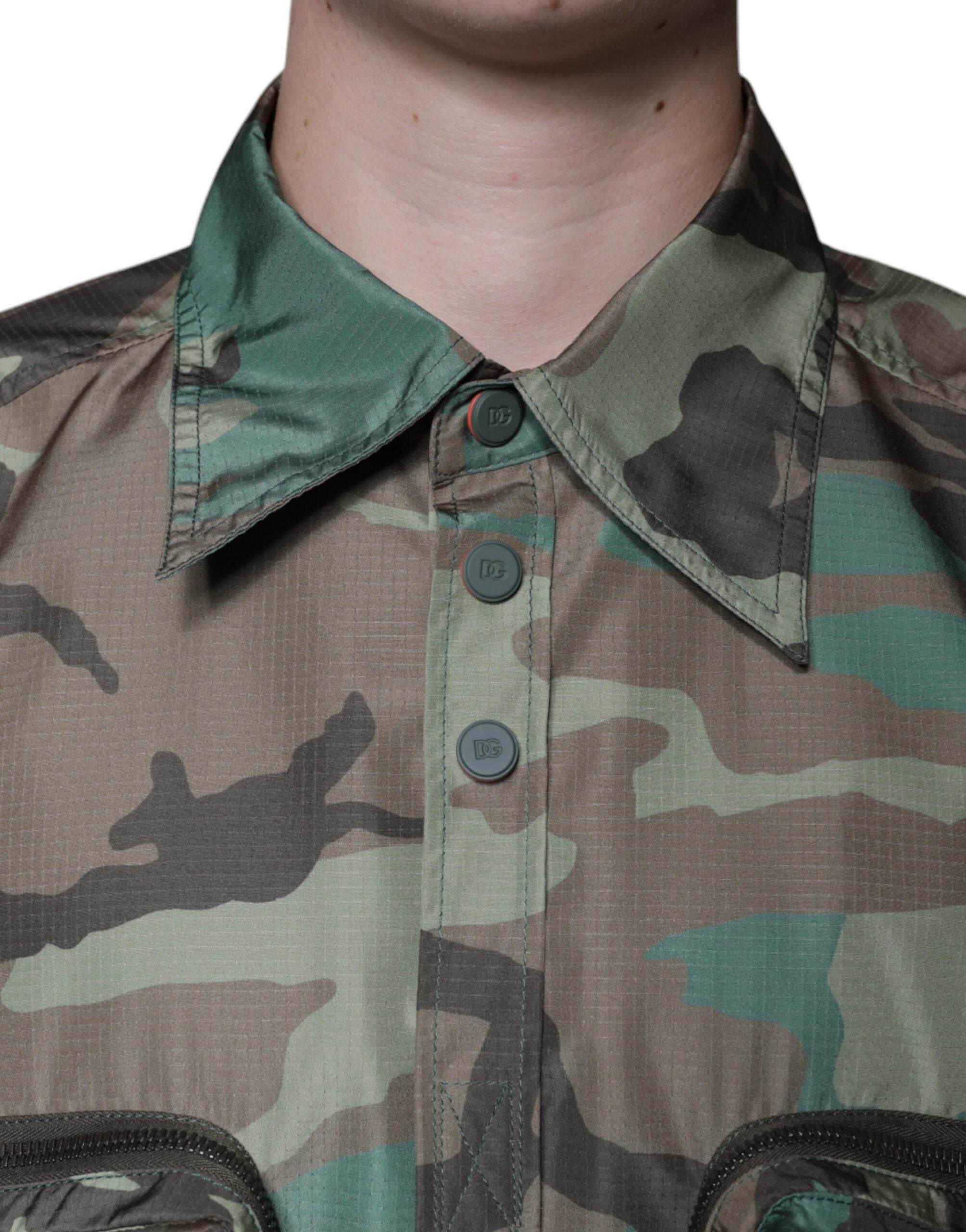 Dolce & Gabbana Multicolor Camouflage Button Down Shirt - Hilstor
