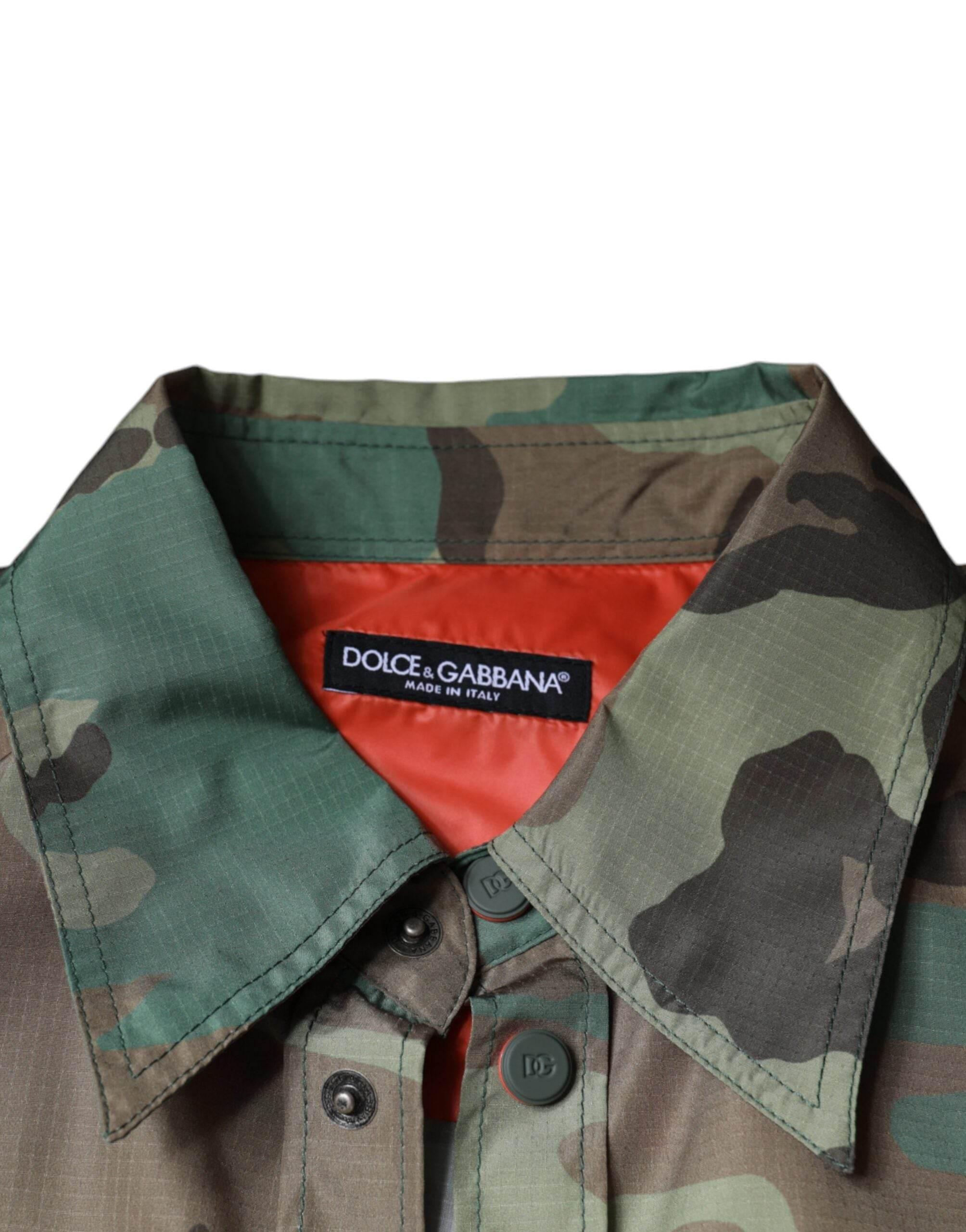 Dolce & Gabbana Multicolor Camouflage Button Down Shirt - Hilstor