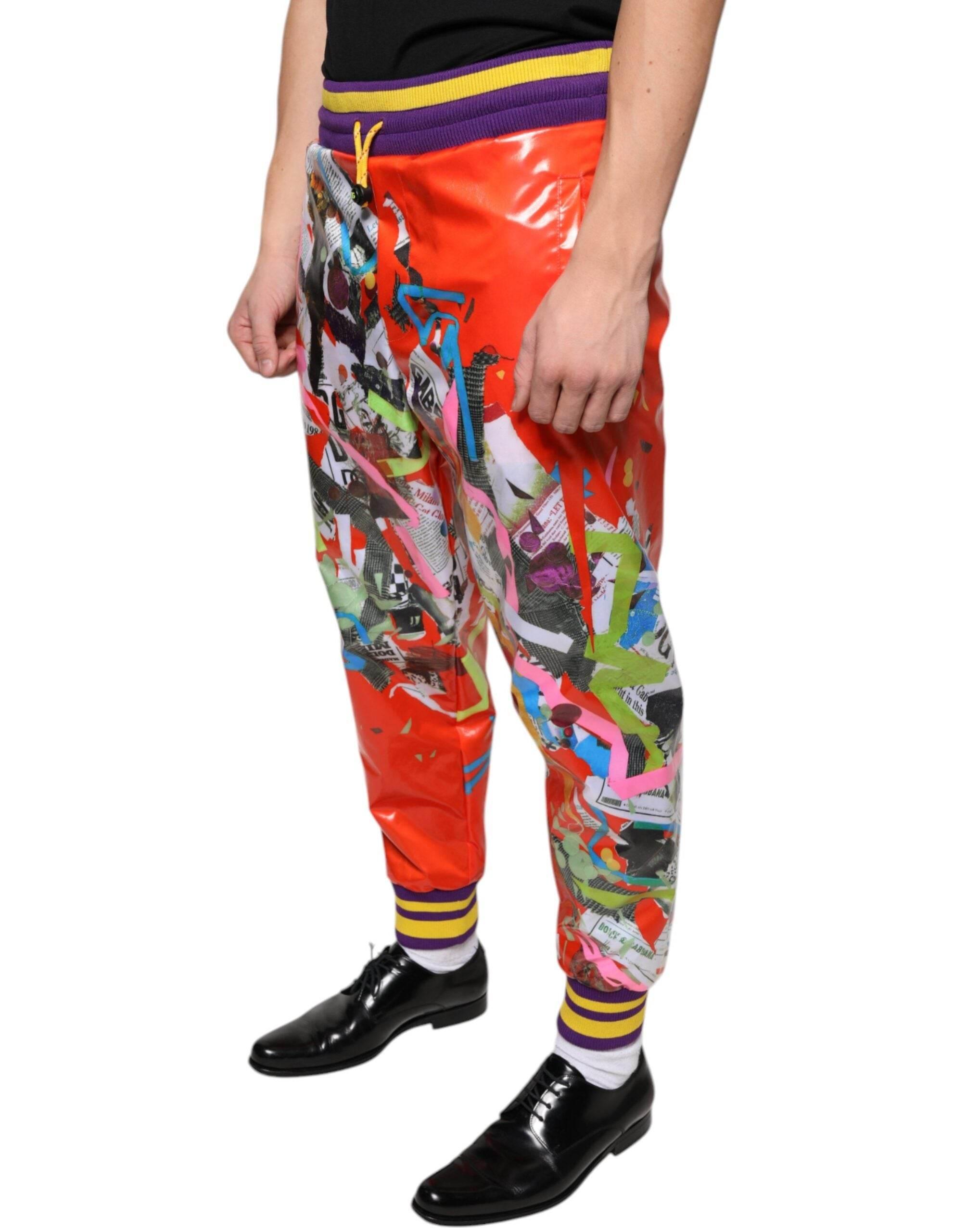 Dolce & Gabbana Multicolor Printed Jogger Sweatpants Pants - Hilstor