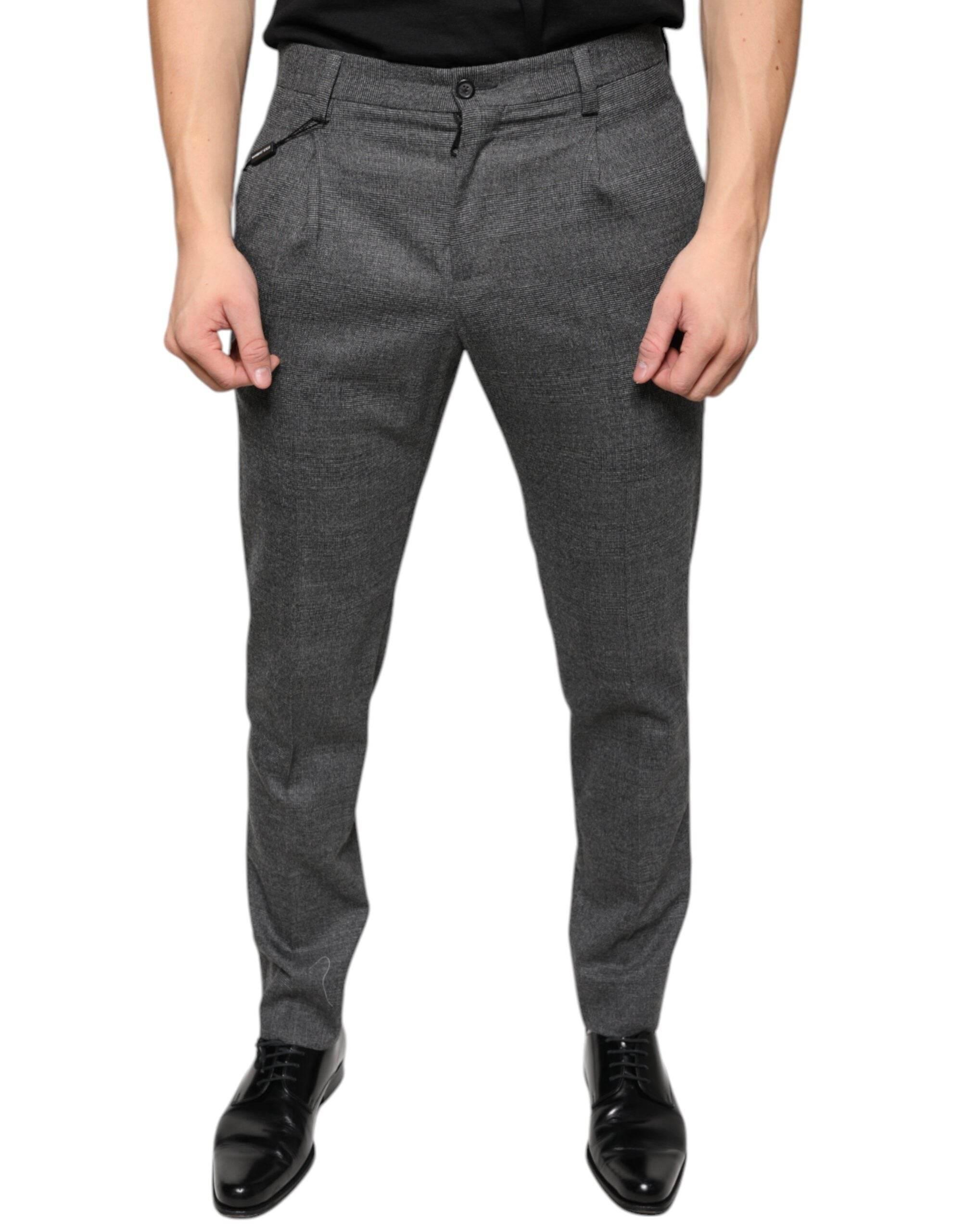 Dolce & Gabbana Gray Check Tartan Wool Skinny Pants - Hilstor