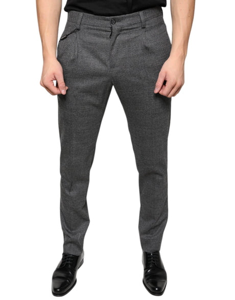 Dolce & Gabbana Gray Check Tartan Wool Skinny Pants - Hilstor