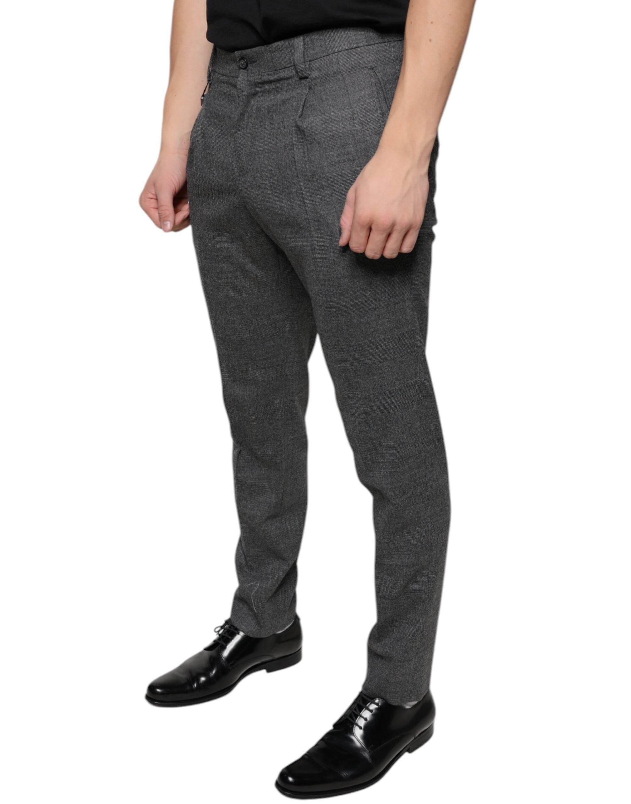Dolce & Gabbana Gray Check Tartan Wool Skinny Pants - Hilstor
