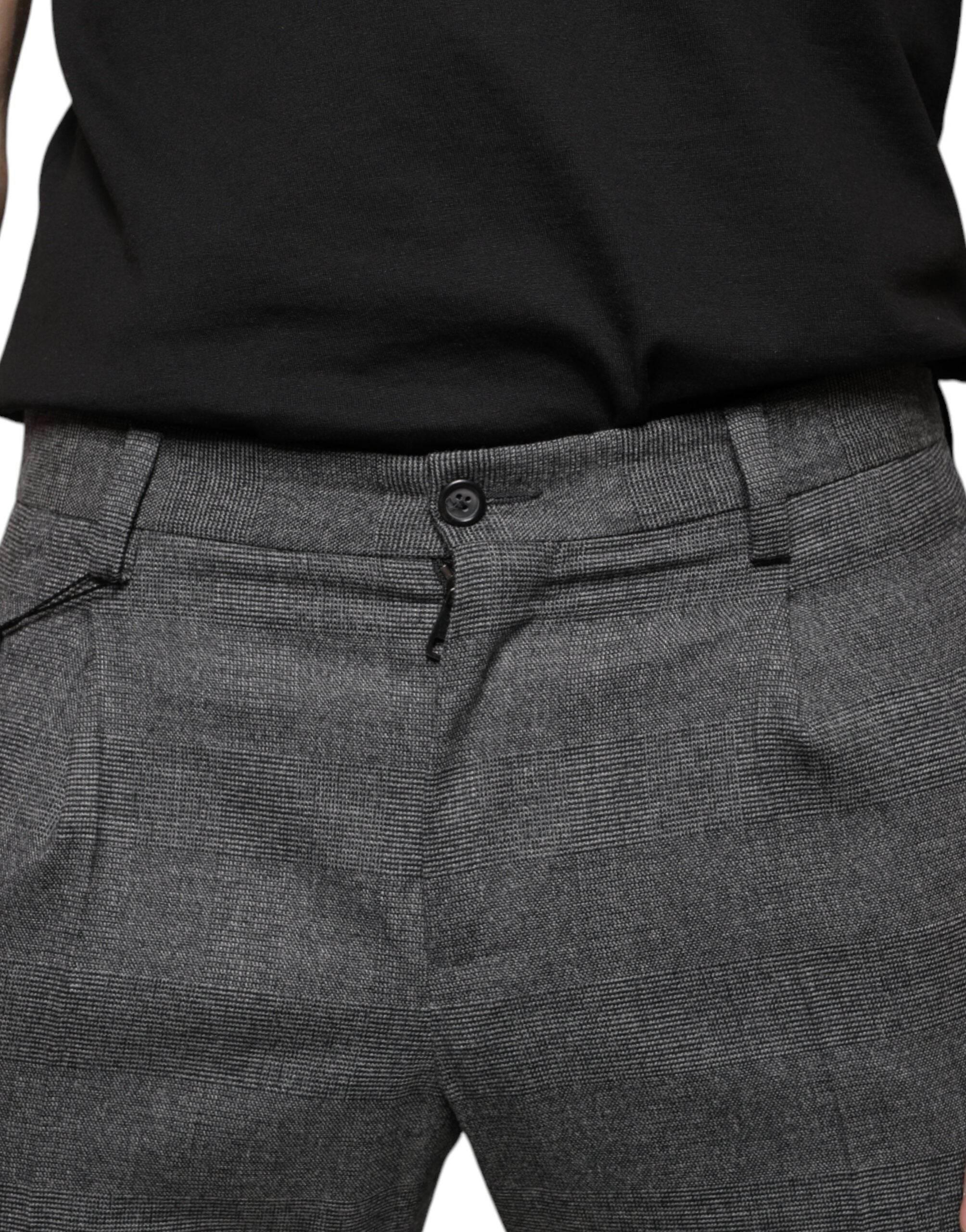 Dolce & Gabbana Gray Check Tartan Wool Skinny Pants - Hilstor