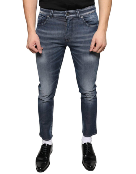 Dolce & Gabbana Dark Blue Washed Cotton Skinny Denim Jeans - Hilstor