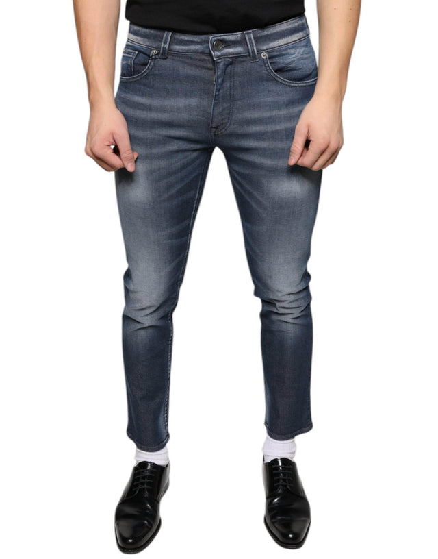 Dolce & Gabbana Dark Blue Washed Cotton Skinny Denim Jeans - Hilstor