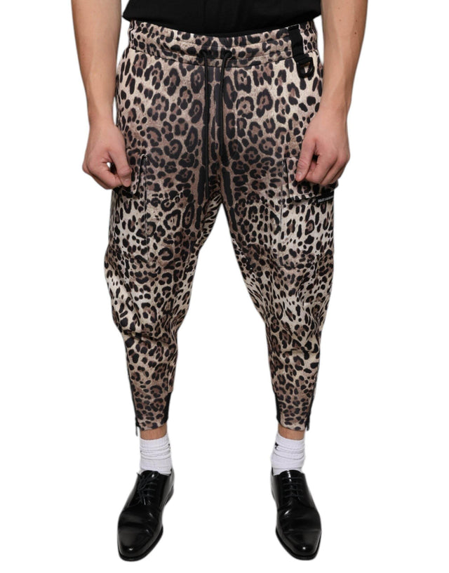 Dolce & Gabbana Brown Leopard Polyester Jogger Pants - Hilstor