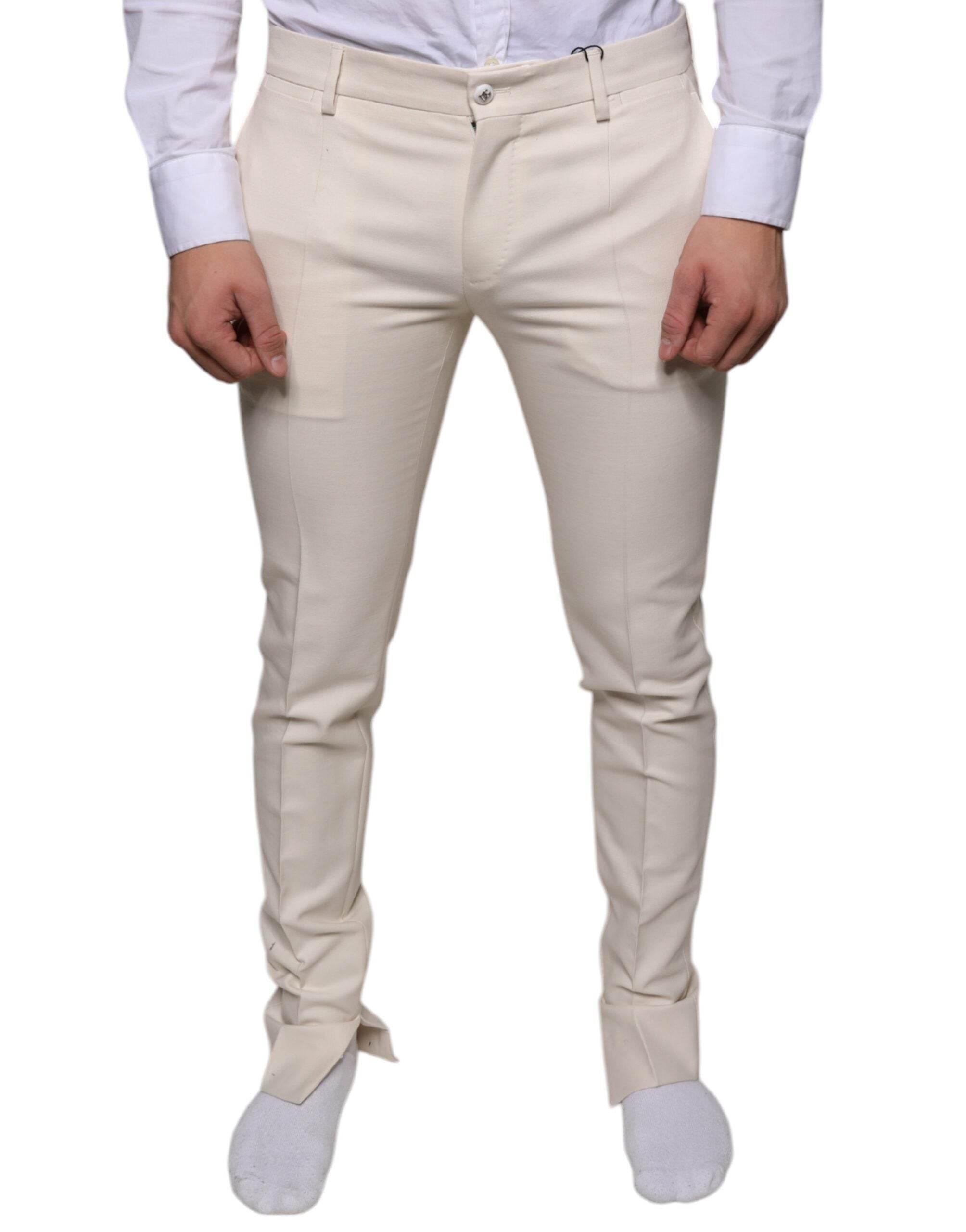 Dolce & Gabbana Off White Chino Wool Skinny Pants - Hilstor