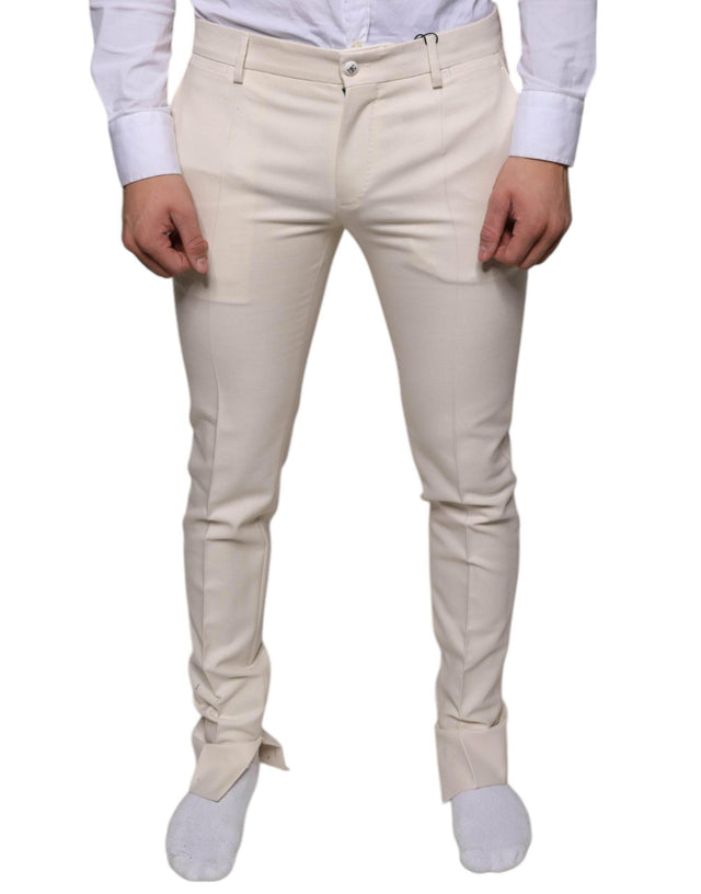 Dolce & Gabbana Off White Chino Wool Skinny Pants - Hilstor