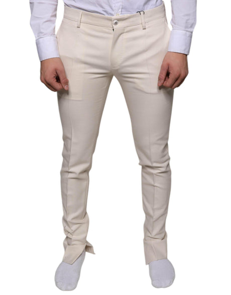 Dolce & Gabbana Off White Chino Wool Skinny Pants - Hilstor