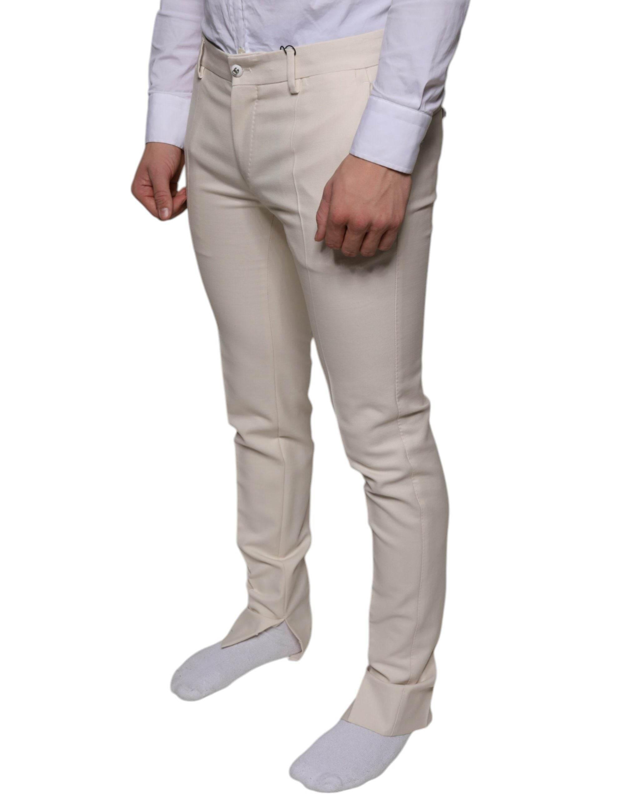 Dolce & Gabbana Off White Chino Wool Skinny Pants - Hilstor