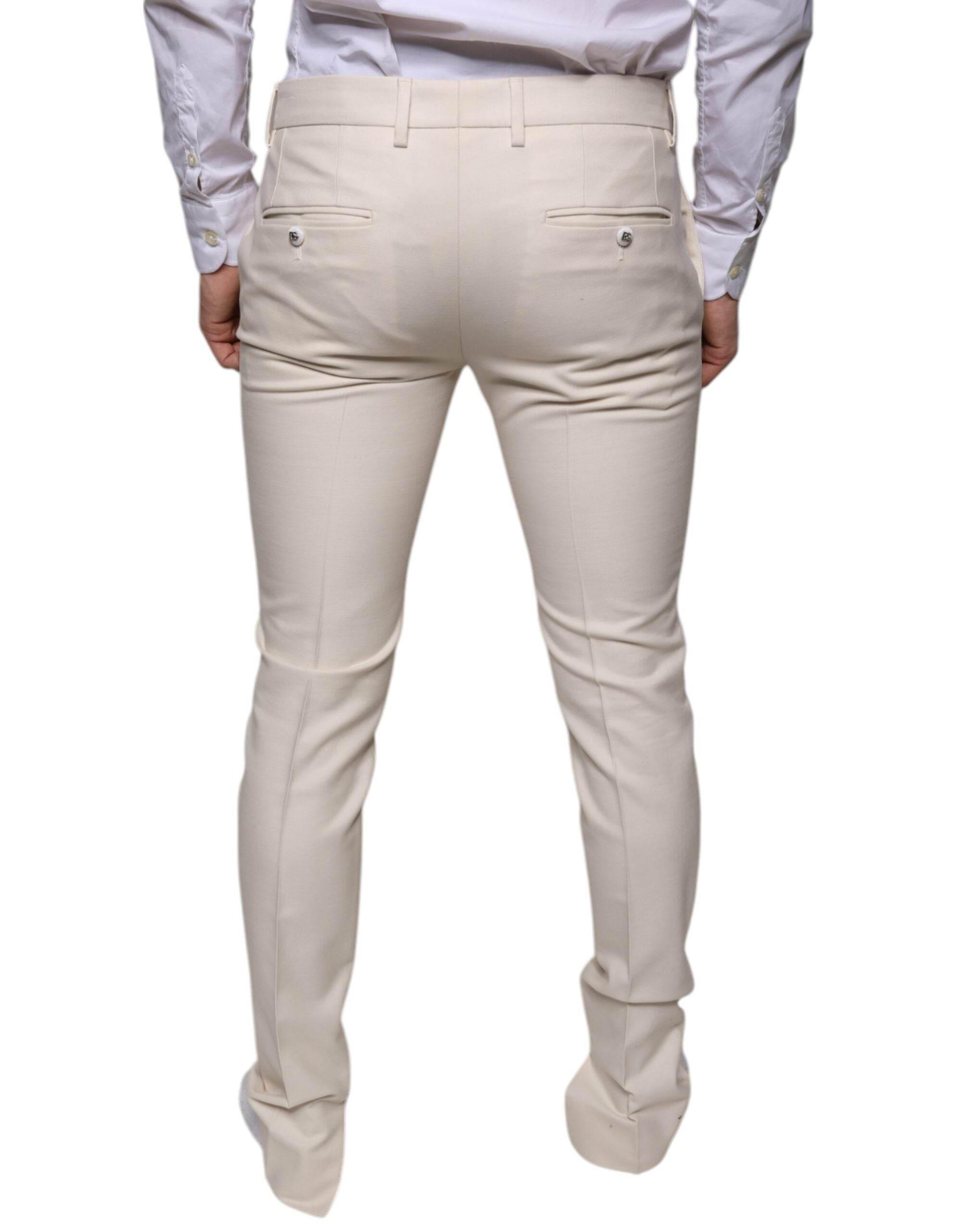 Dolce & Gabbana Off White Chino Wool Skinny Pants - Hilstor